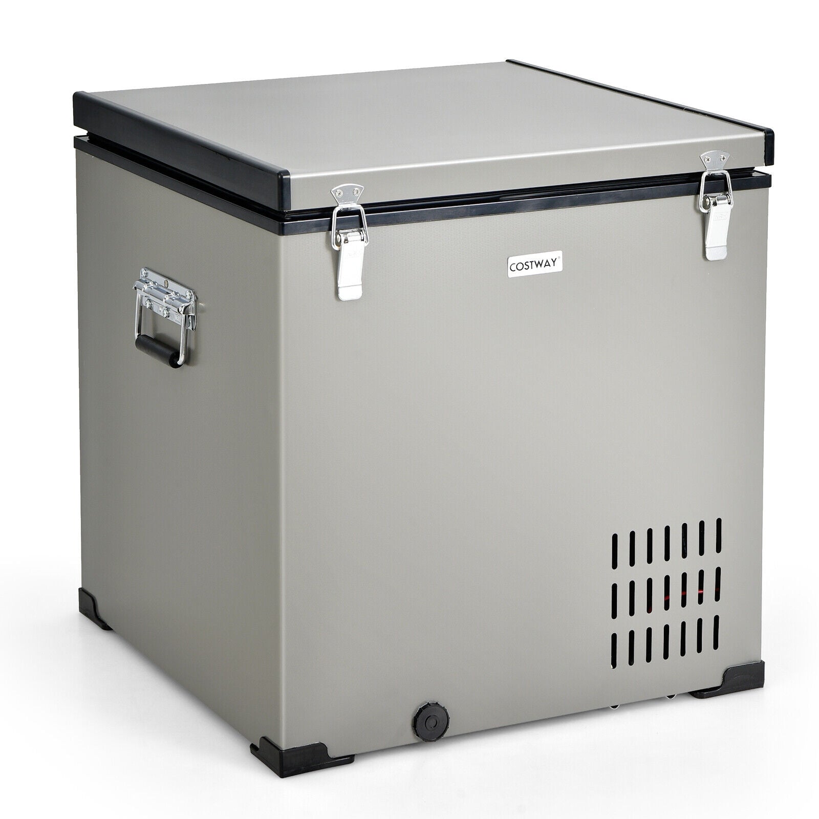 68 Quart Portable Car Refrigerator with DC and AC Adapter, Gray Coolers at Gallery Canada