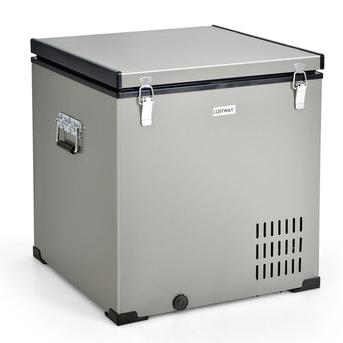 68 Quart Portable Car Refrigerator with DC and AC Adapter, Gray