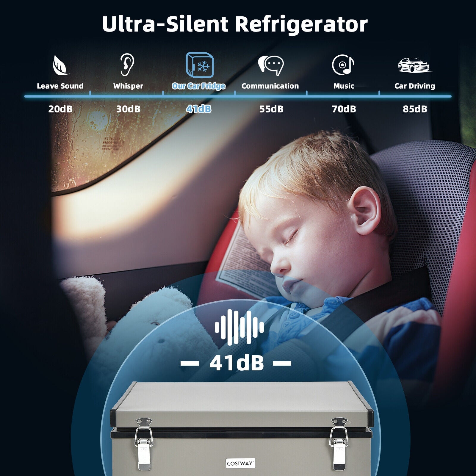 68 Quart Portable Car Refrigerator with DC and AC Adapter, Gray Coolers at Gallery Canada