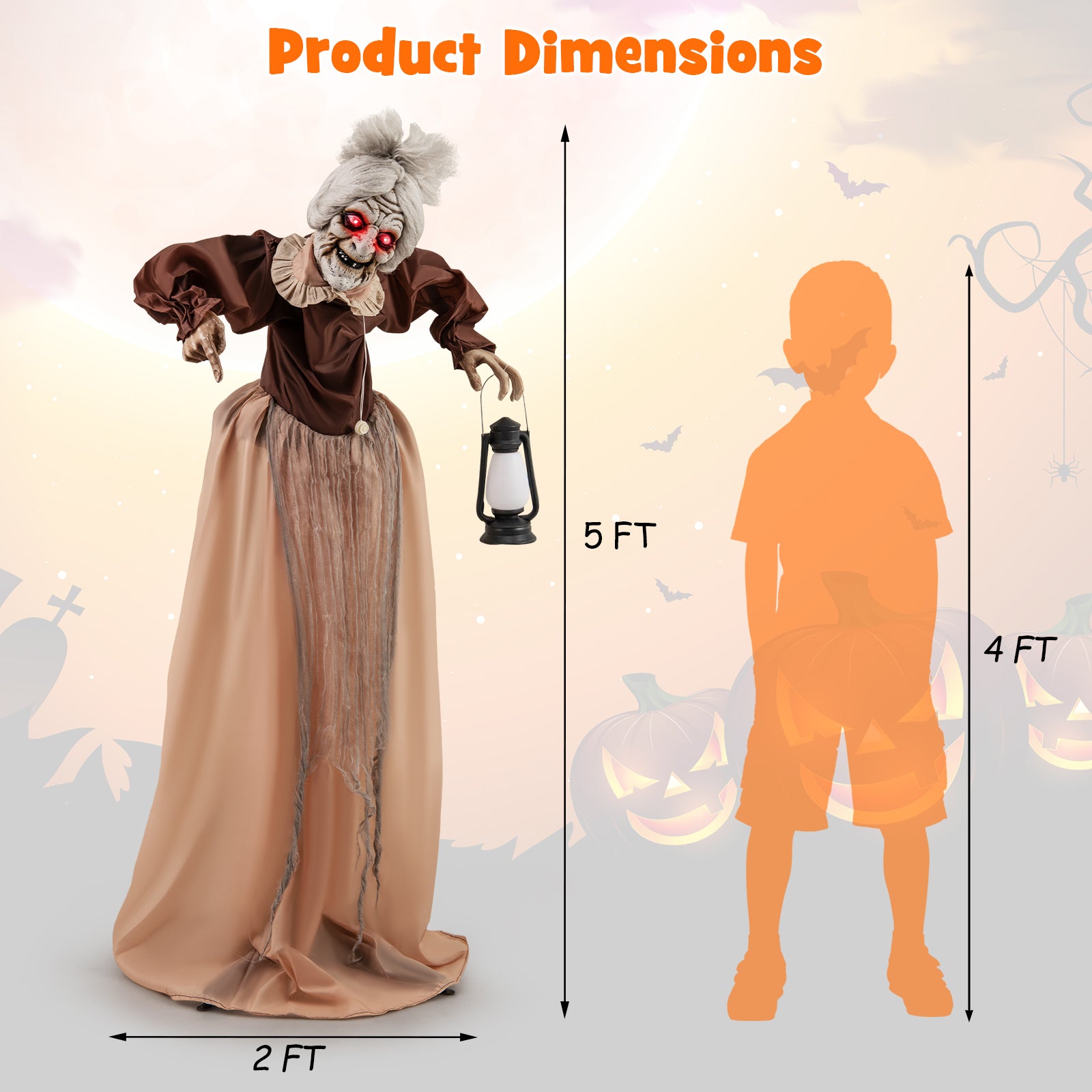 Life-Size Halloween Animatronic Moving and Talking Old Lady Hag Prop, Brown Halloween at Gallery Canada