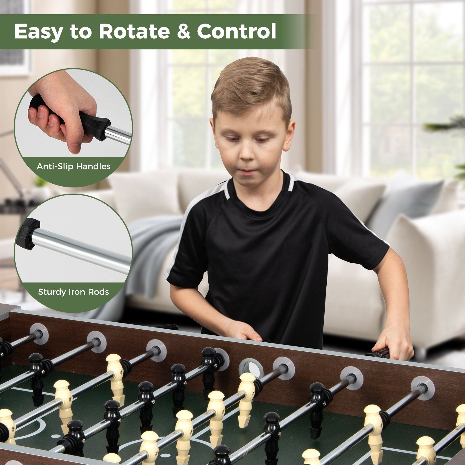 54 Inch Indoor Competition Game Soccer Table, Black Game Room at Gallery Canada