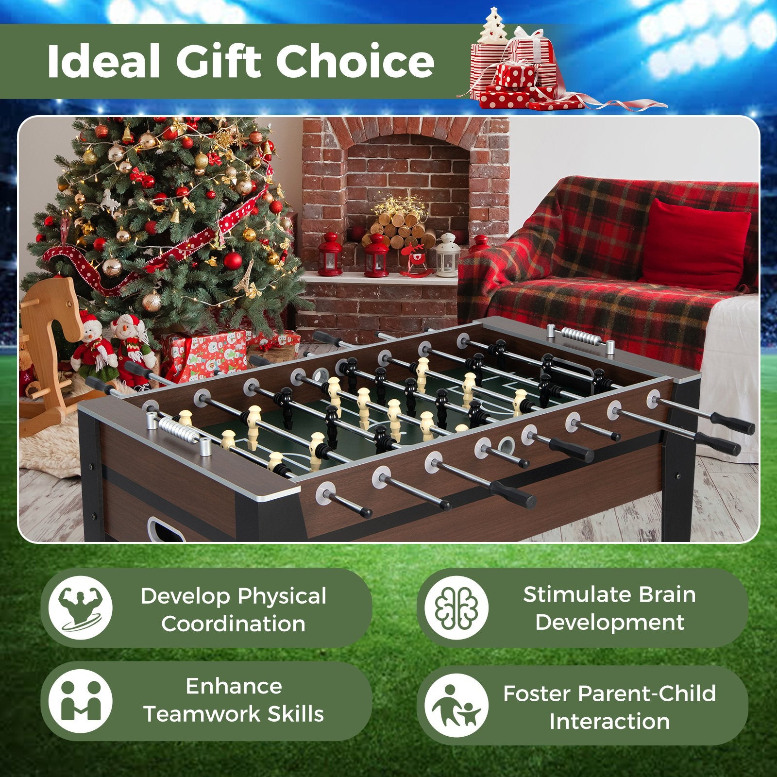 54 Inch Indoor Competition Game Soccer Table, Black Game Room at Gallery Canada
