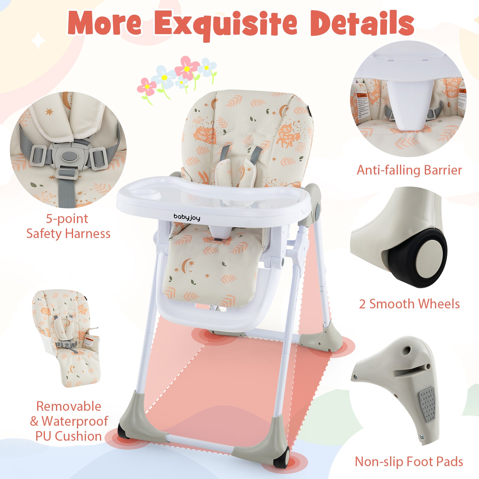 3-In-1 Convertible Baby High Chair with Adjustable Height for Toddlers, White High Chairs at Gallery Canada