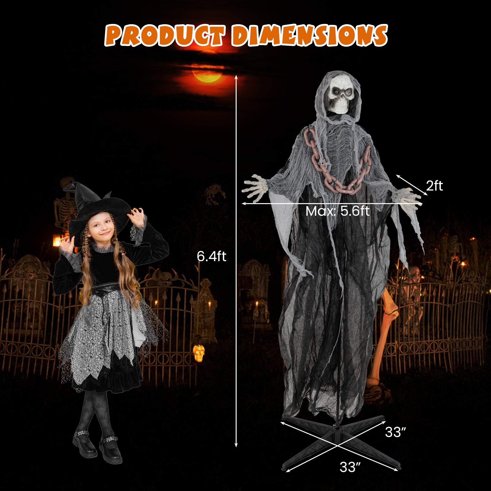 6.4 ft Halloween Standing Grim Reaper with Lighted Eyes Automatic Arm Movement and Terrifying Sounds Halloween at Gallery Canada