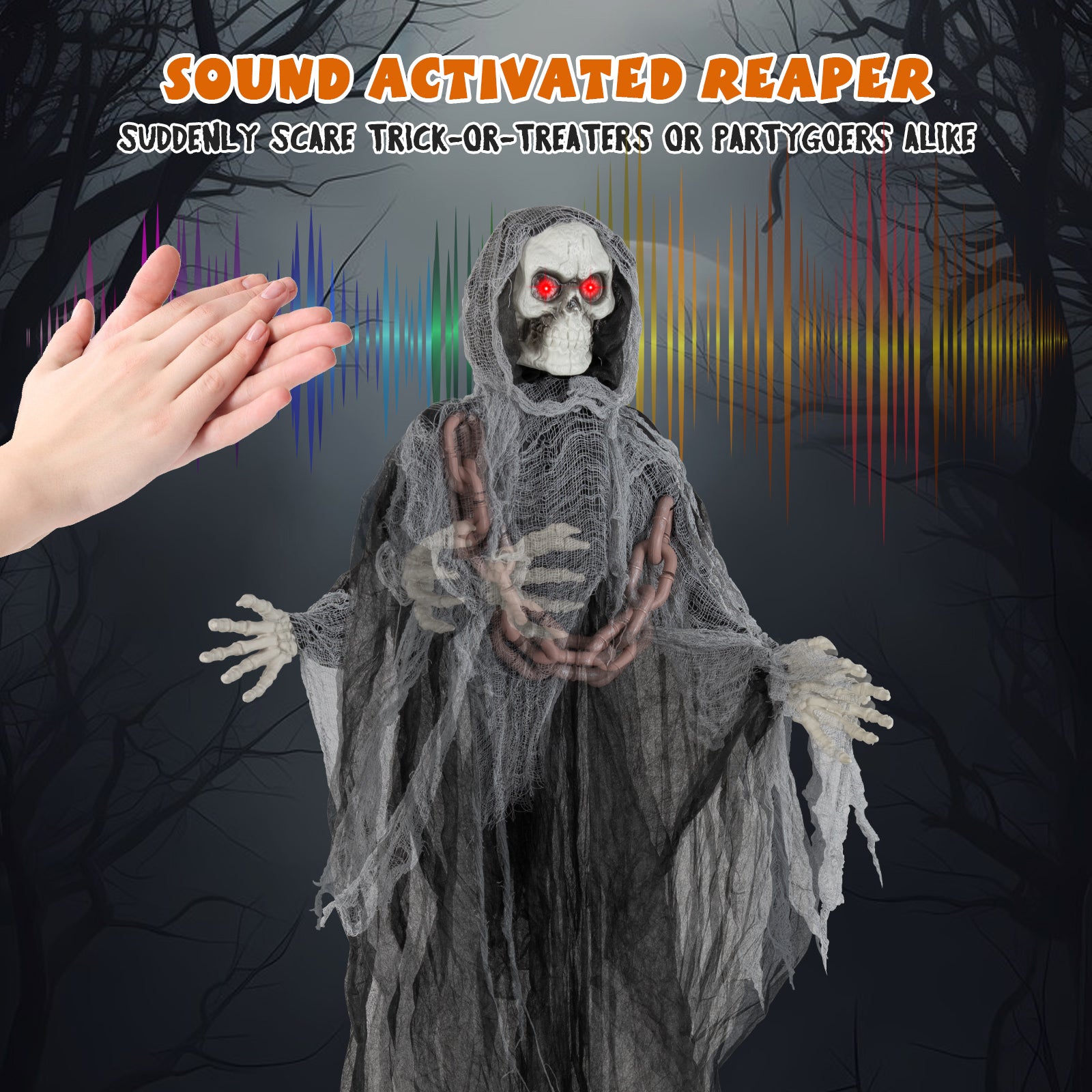 6.4 ft Halloween Standing Grim Reaper with Lighted Eyes Automatic Arm Movement and Terrifying Sounds Halloween at Gallery Canada