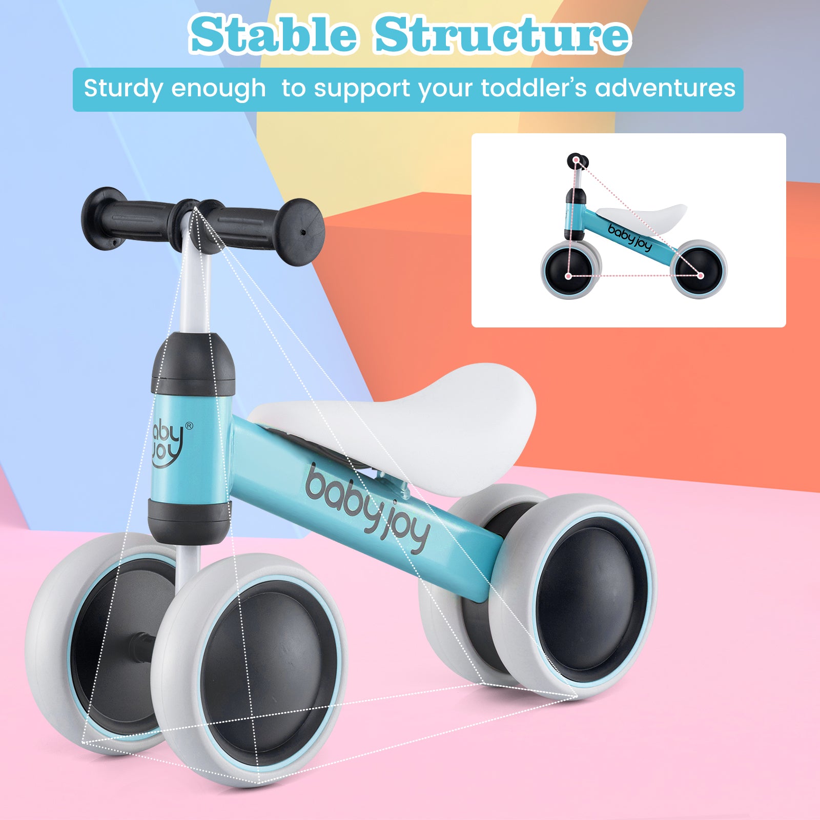 Baby Balance Bike for 2 Years Old Boys Girls No Pedal 4 Wheels, Blue Balance Bikes at Gallery Canada