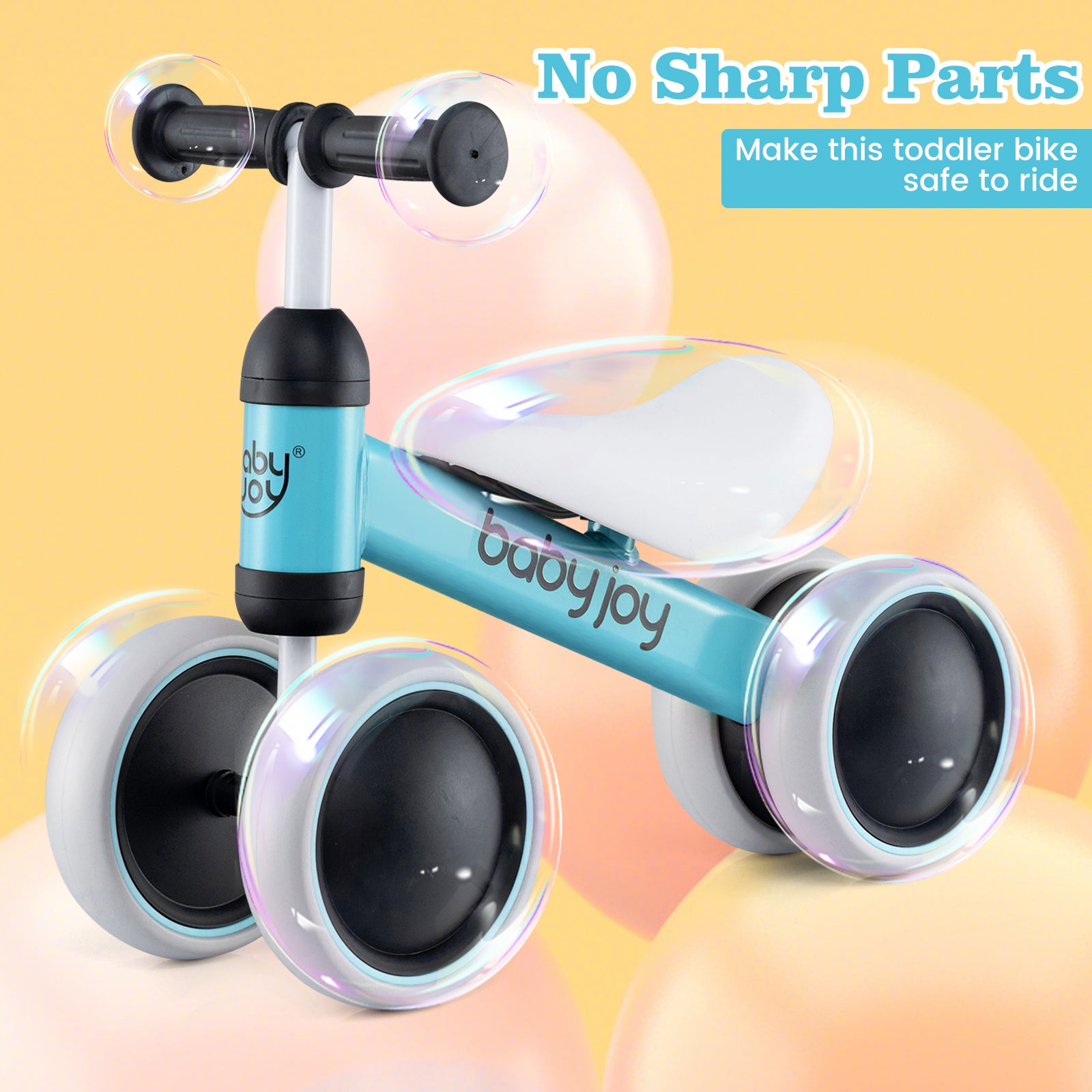 Baby Balance Bike for 2 Years Old Boys Girls No Pedal 4 Wheels, Blue Balance Bikes at Gallery Canada