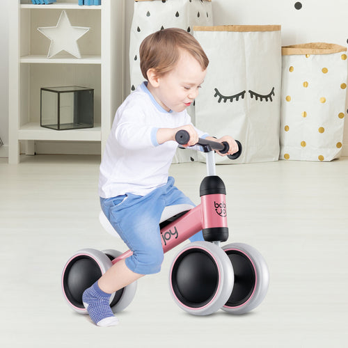 Baby Balance Bike for 2 Years Old Boys Girls No Pedal 4 Wheels, Pink