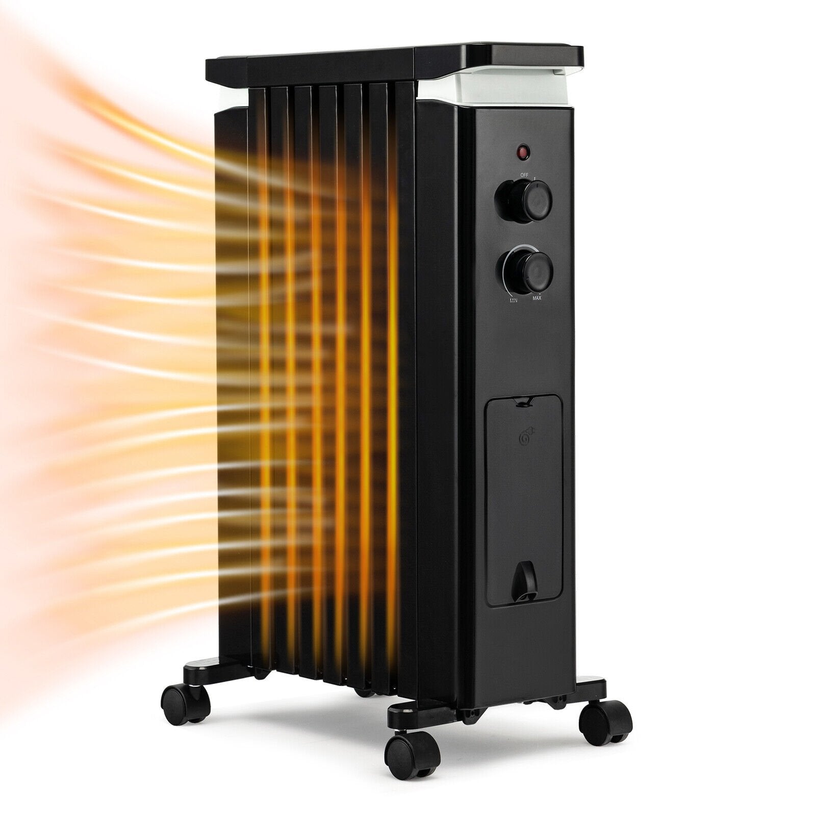 1500W Portable Oil Filled Radiator Heater with 3 Heat Settings, Black Space Heaters Black at Gallery Canada