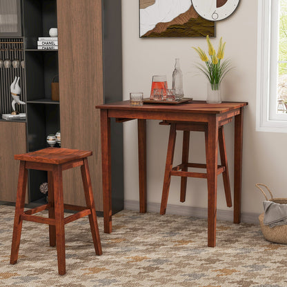 3-Piece Bar Table Set with Pub Table and 2 Saddle Stools, Espresso Dining Room Sets   at Gallery Canada