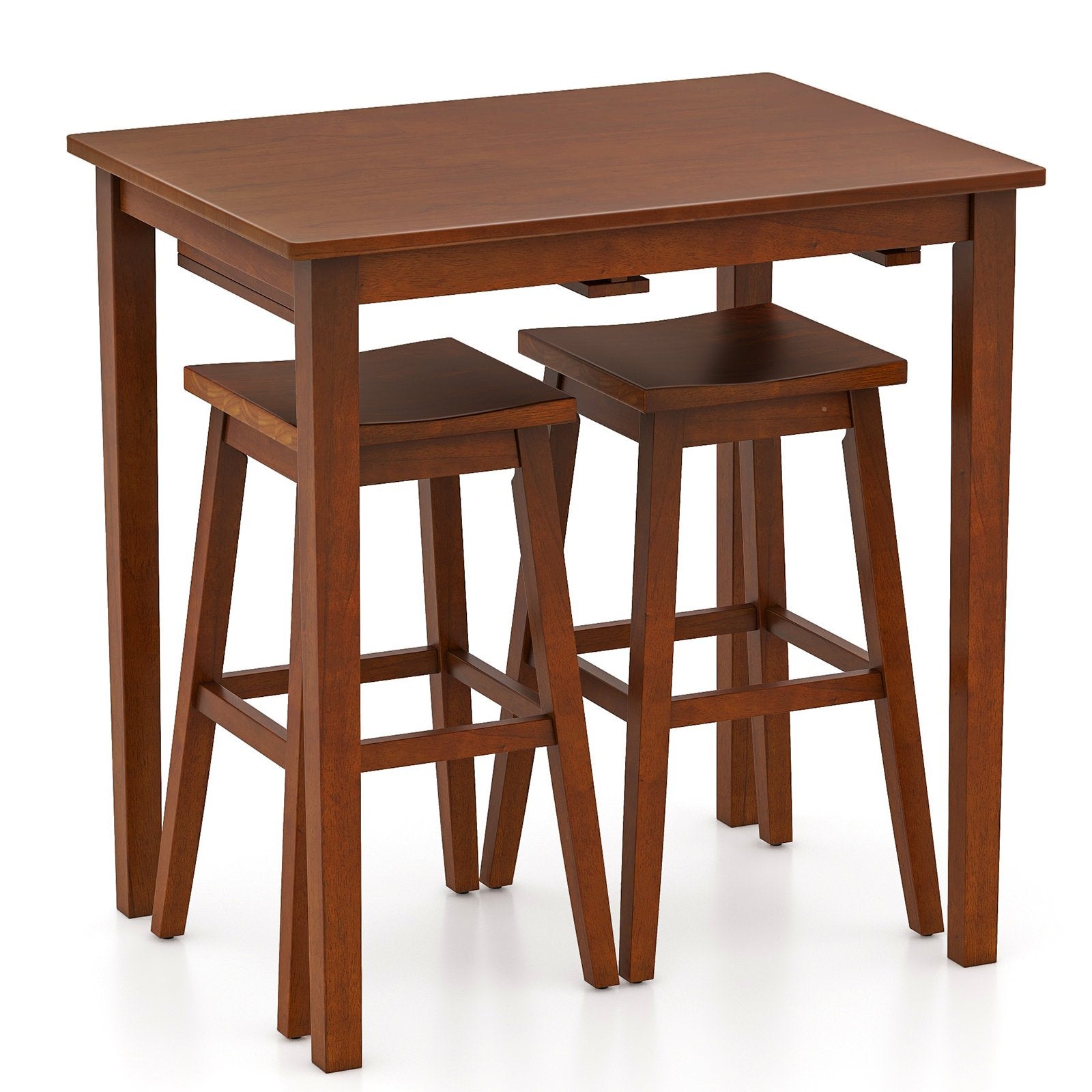 3-Piece Bar Table Set with Pub Table and 2 Saddle Stools, Espresso Dining Room Sets Espresso  at Gallery Canada