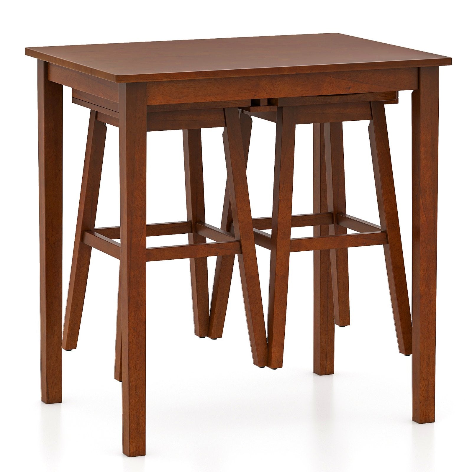 3-Piece Bar Table Set with Pub Table and 2 Saddle Stools, Espresso Dining Room Sets   at Gallery Canada