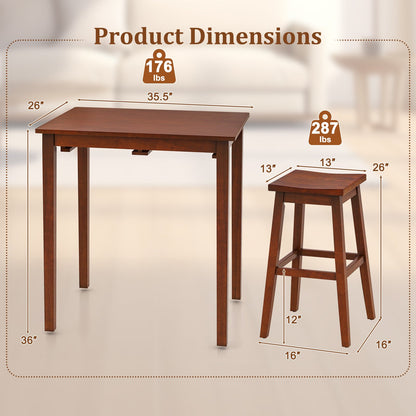 3-Piece Bar Table Set with Pub Table and 2 Saddle Stools, Espresso Dining Room Sets   at Gallery Canada