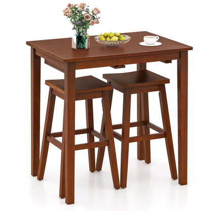 3-Piece Bar Table Set with Pub Table and 2 Saddle Stools, Espresso Dining Room Sets   at Gallery Canada