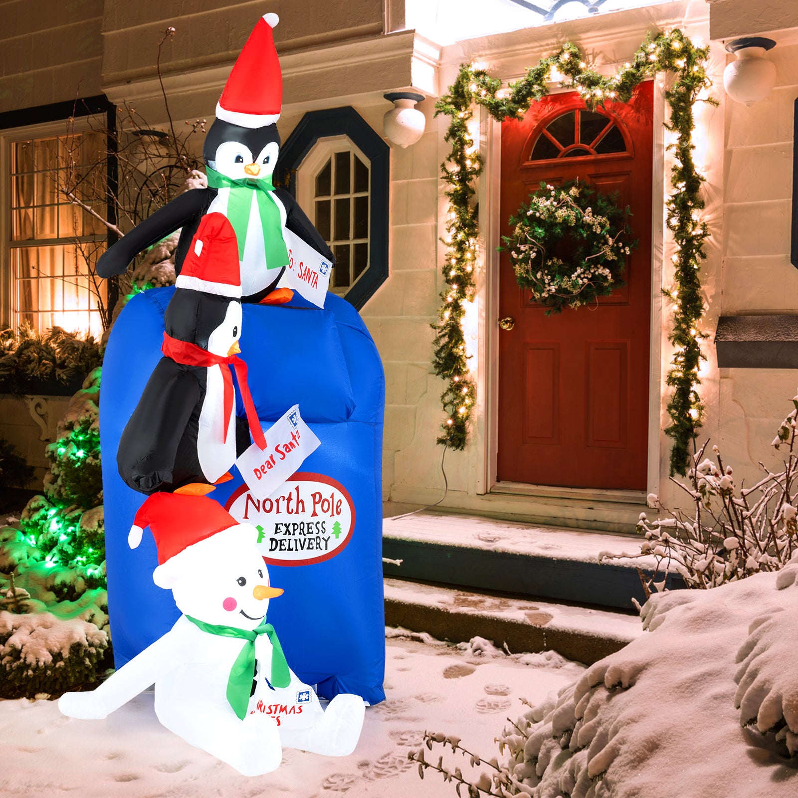 6 Feet Lighted Christmas Inflatable Penguins and Snowman with Built-in LED Lights, Multicolor Christmas Inflatables at Gallery Canada