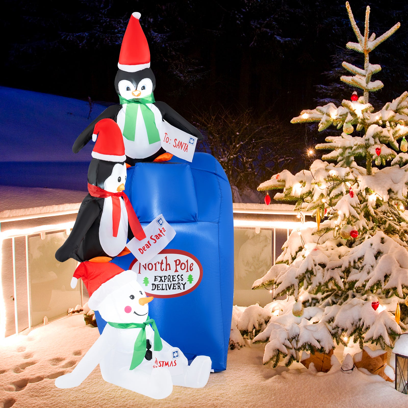 6 Feet Lighted Christmas Inflatable Penguins and Snowman with Built-in LED Lights, Multicolor Christmas Inflatables at Gallery Canada