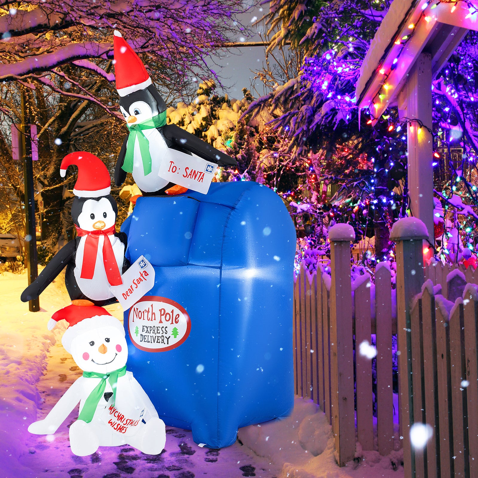 6 Feet Lighted Christmas Inflatable Penguins and Snowman with Built-in LED Lights, Multicolor Christmas Inflatables at Gallery Canada