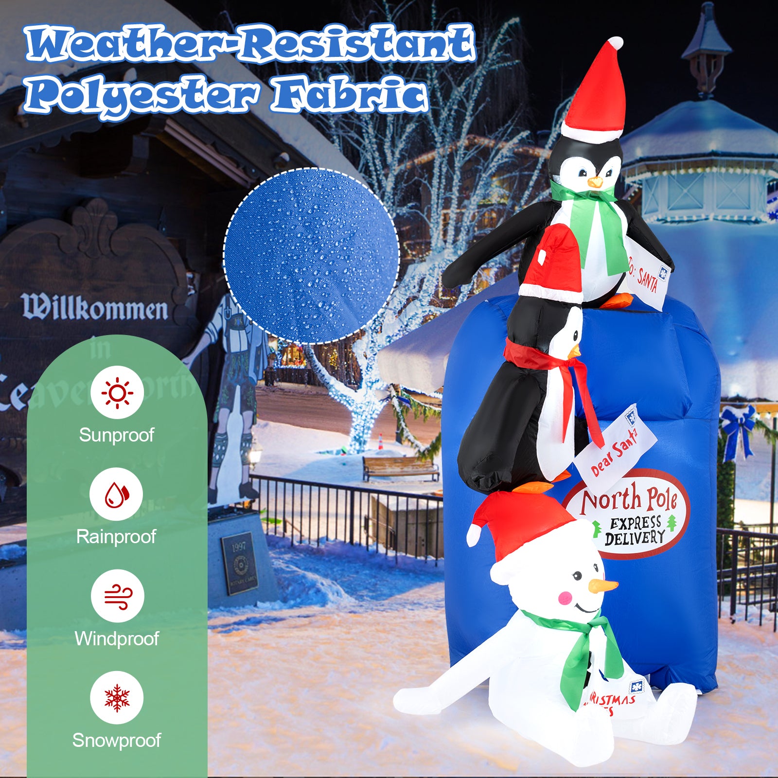 6 Feet Lighted Christmas Inflatable Penguins and Snowman with Built-in LED Lights, Multicolor Christmas Inflatables at Gallery Canada