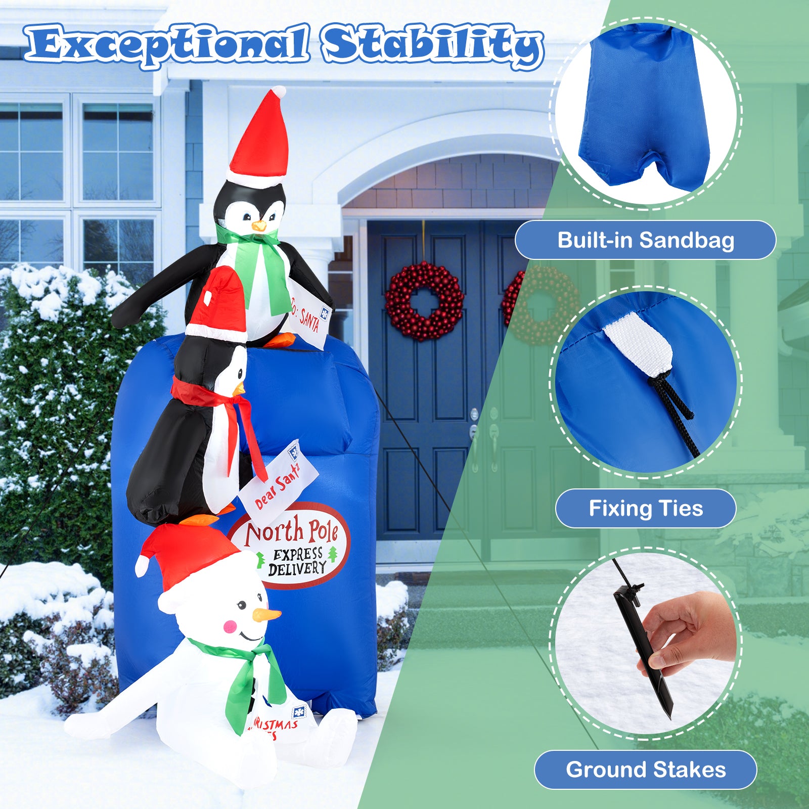 6 Feet Lighted Christmas Inflatable Penguins and Snowman with Built-in LED Lights, Multicolor Christmas Inflatables at Gallery Canada