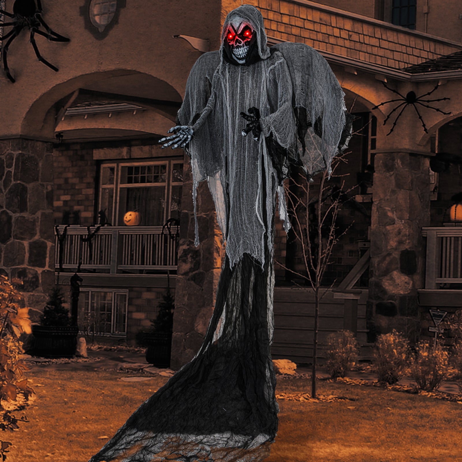 12.1 Ft Skeleton Ghost with Flickering Red Eyes and Scary Sounds Halloween at Gallery Canada
