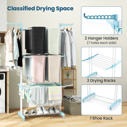 4-tier Clothes Drying Rack with Rotatable Side Wings and Collapsible Shelves, Navy Drying Racks   at Gallery Canada