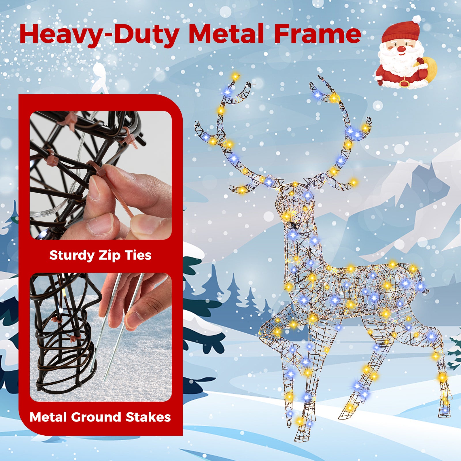 4.6 Feet Pre-Lit Christmas Reindeer with 170 Cold and Warm LED Lights Christmas Decor & Accessories at Gallery Canada