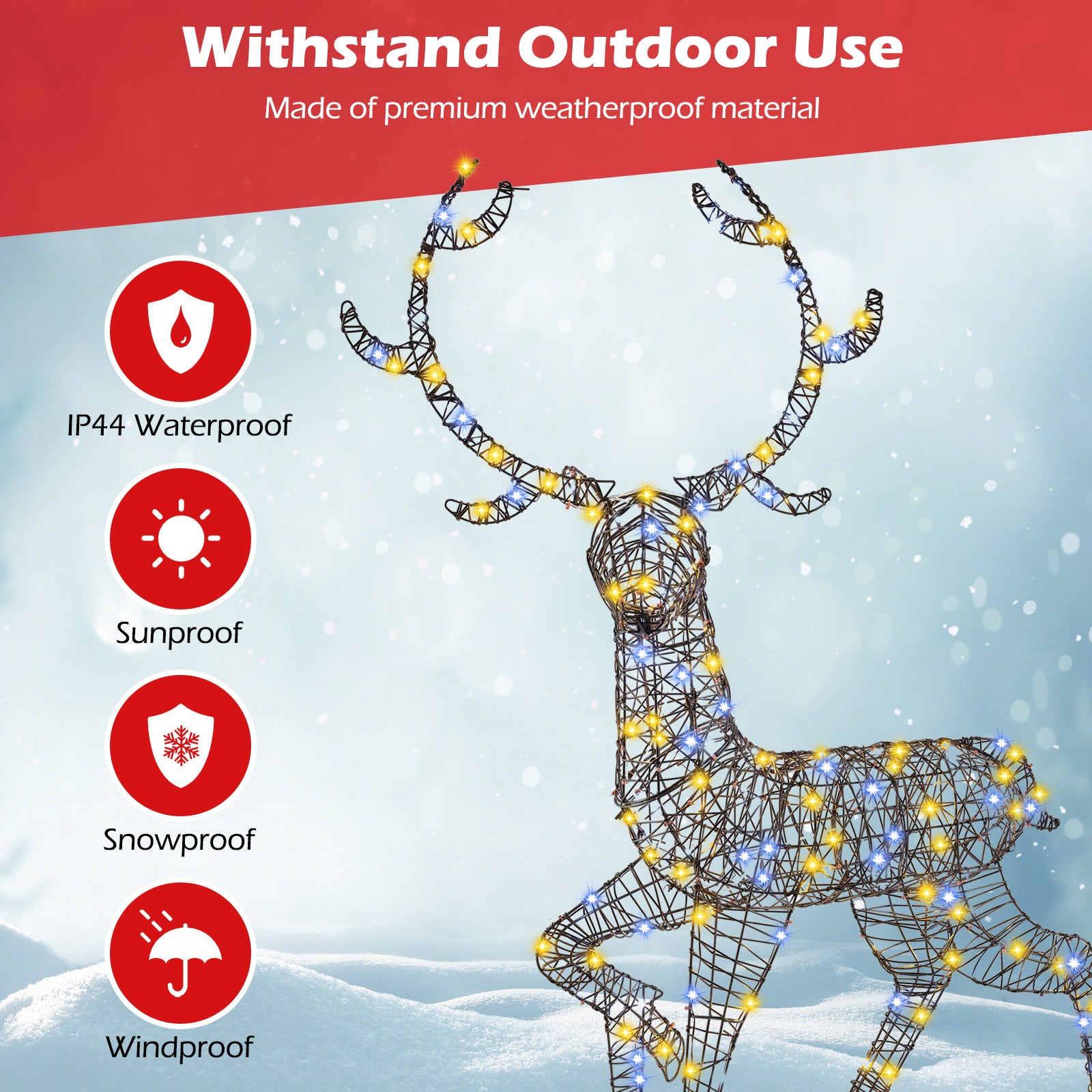 4.6 Feet Pre-Lit Christmas Reindeer with 170 Cold and Warm LED Lights Christmas Decor & Accessories at Gallery Canada