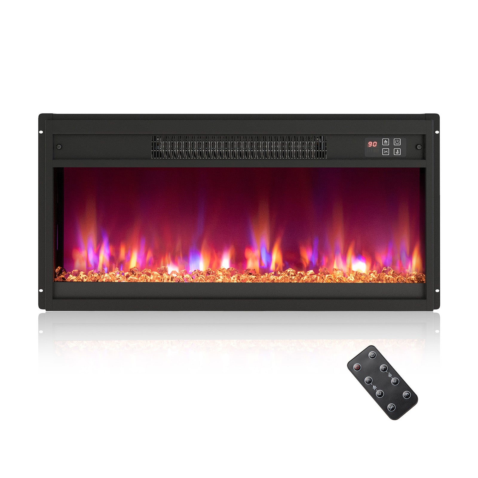 18/23/26 Inch 1500W Electric Fireplace Insert with Remote Control-26 inches, Black Fireplaces Black - 26 Inch  at Gallery Canada