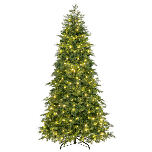 6/7.5 Feet Pre-Lit Artificial Christmas Tree with 11 Modes and Metal Stand-6 ft