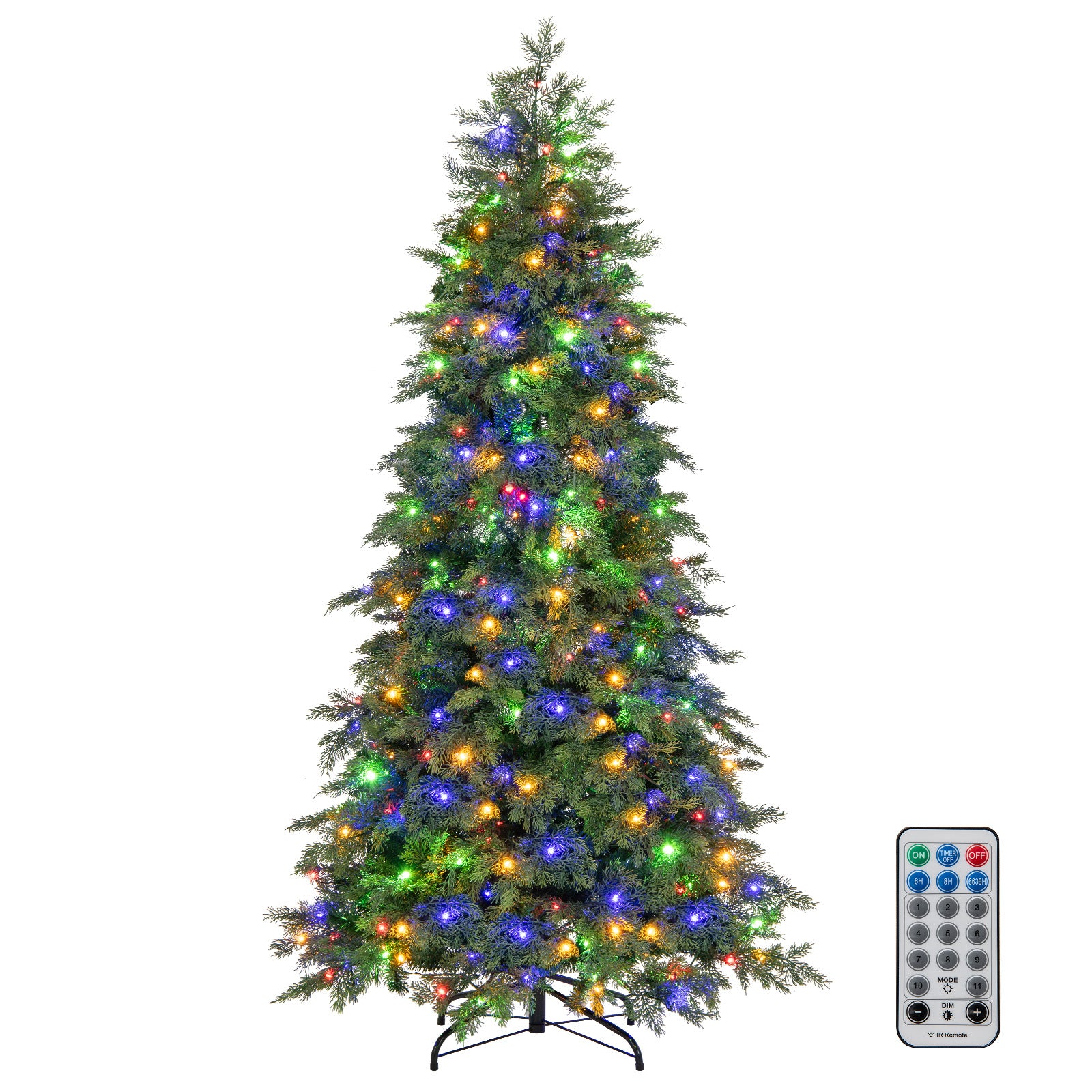 6/7.5 Feet Pre-Lit Artificial Christmas Tree with 11 Modes and Metal Stand-6 ft Christmas Tree   at Gallery Canada