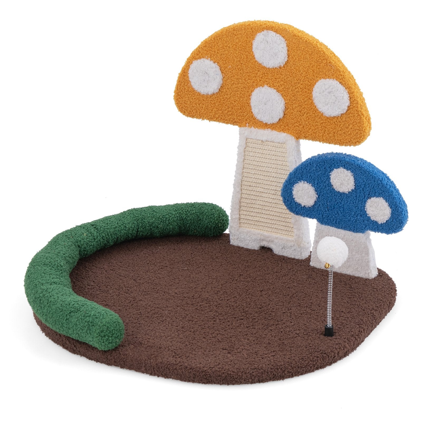 Mushroom Cat Bed Cat Claw Scratcher with Wide Bed and Sisal Scratch Panel, Multicolor Cat Trees Condos & Scratchers Multicolor  at Gallery Canada