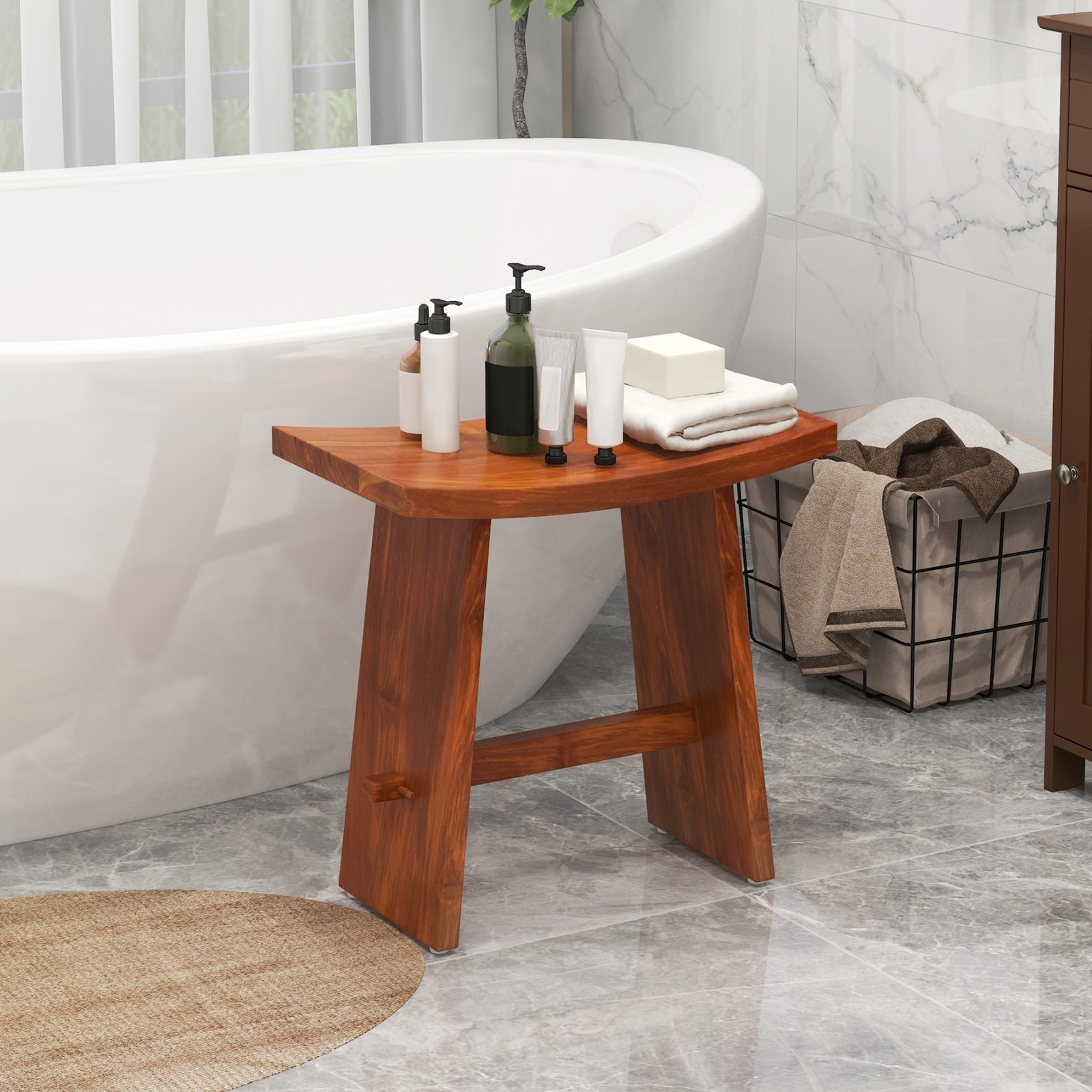20 Inch Fully Assembled Shower Stool with Curved Seat for Inside Shower Bath Safety at Gallery Canada