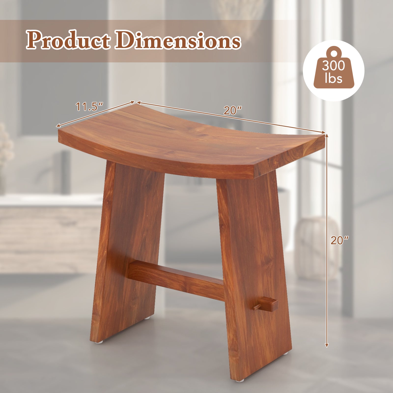 20 Inch Fully Assembled Shower Stool with Curved Seat for Inside Shower Bath Safety at Gallery Canada