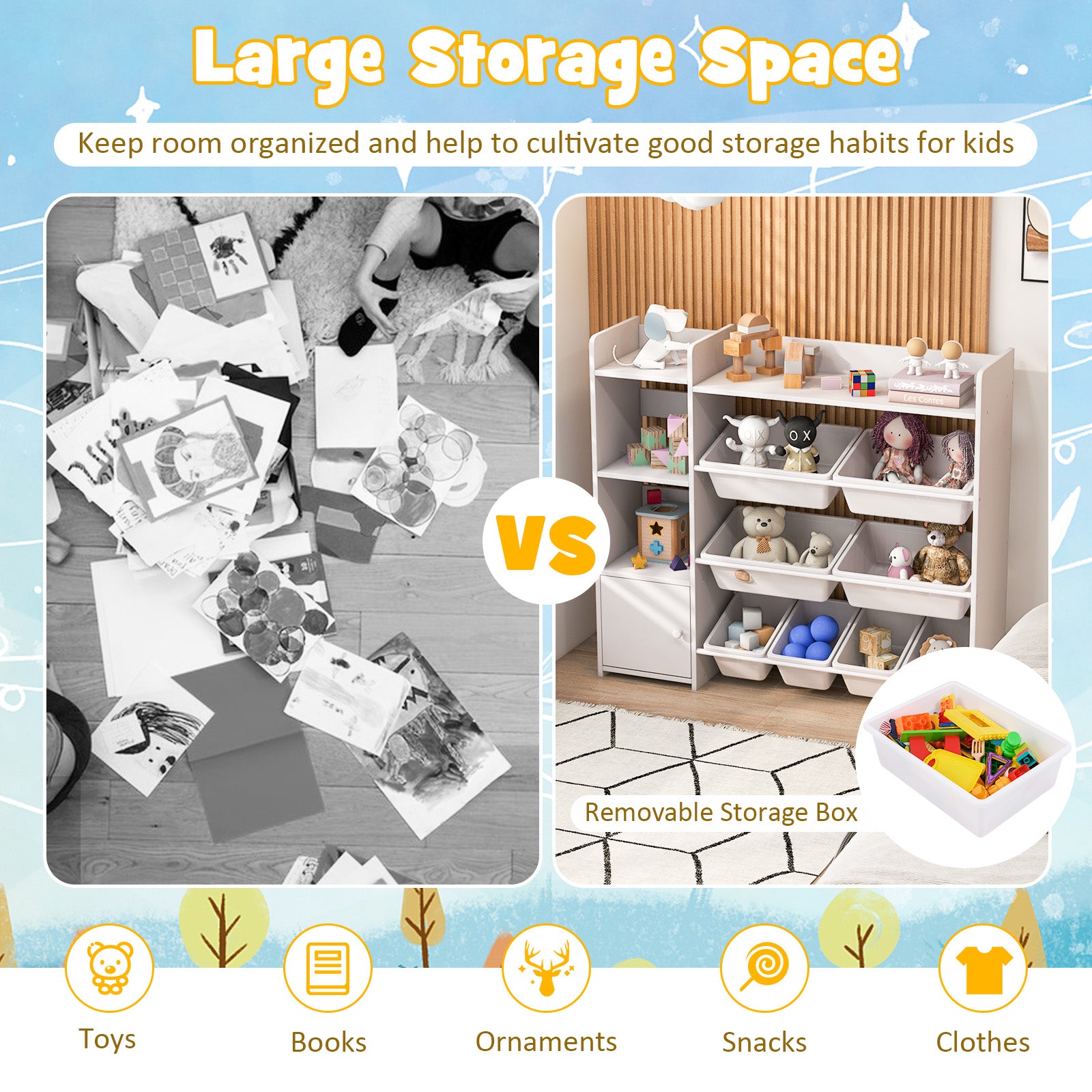 4-Tier Kids Toy Storage Organizer Bookshelf and Toy Storage Rack with Door, White Kids Storage   at Gallery Canada