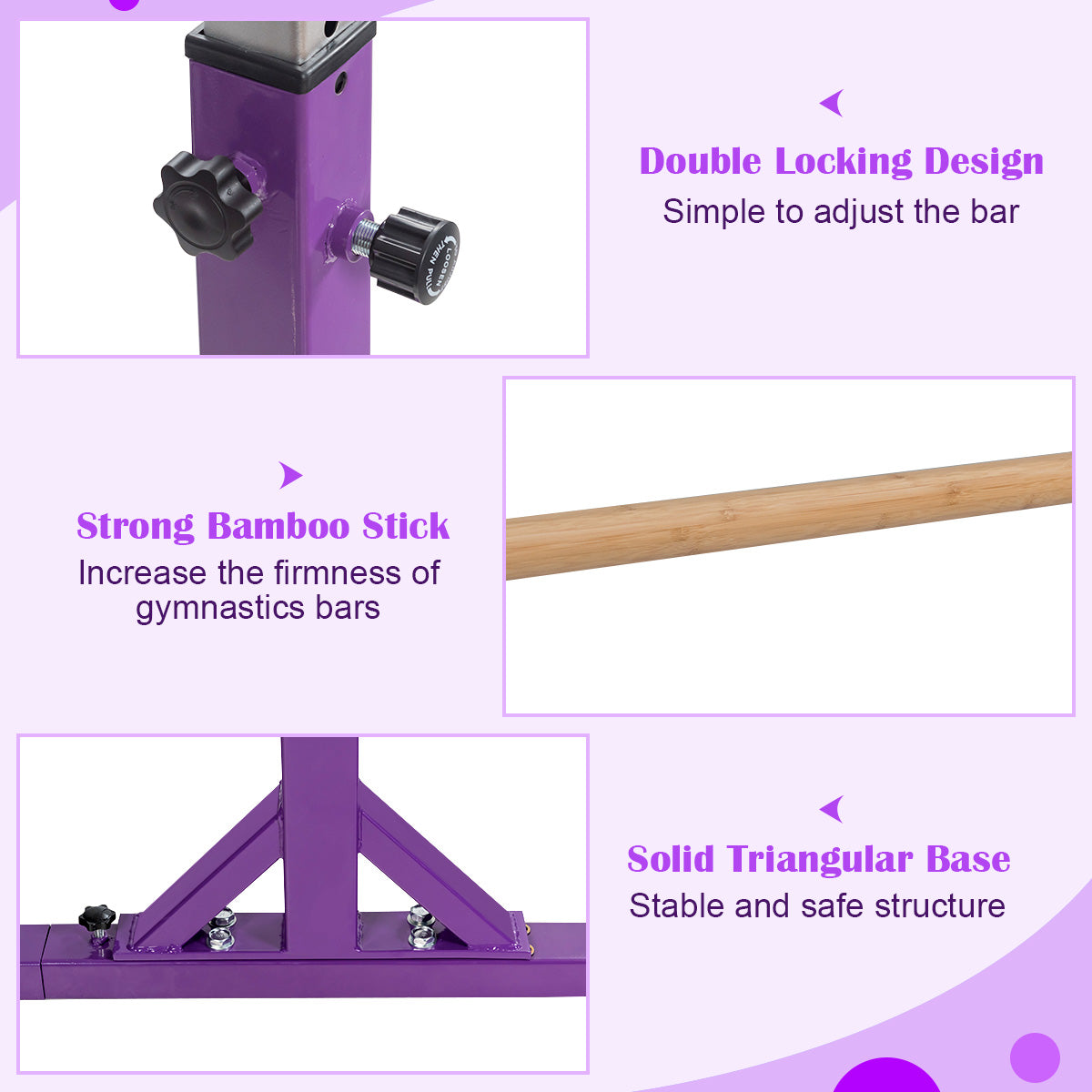 Kids Double Horizontal Bars Gymnastic Training Parallel Bars Adjustable, Purple Toy Sports at Gallery Canada