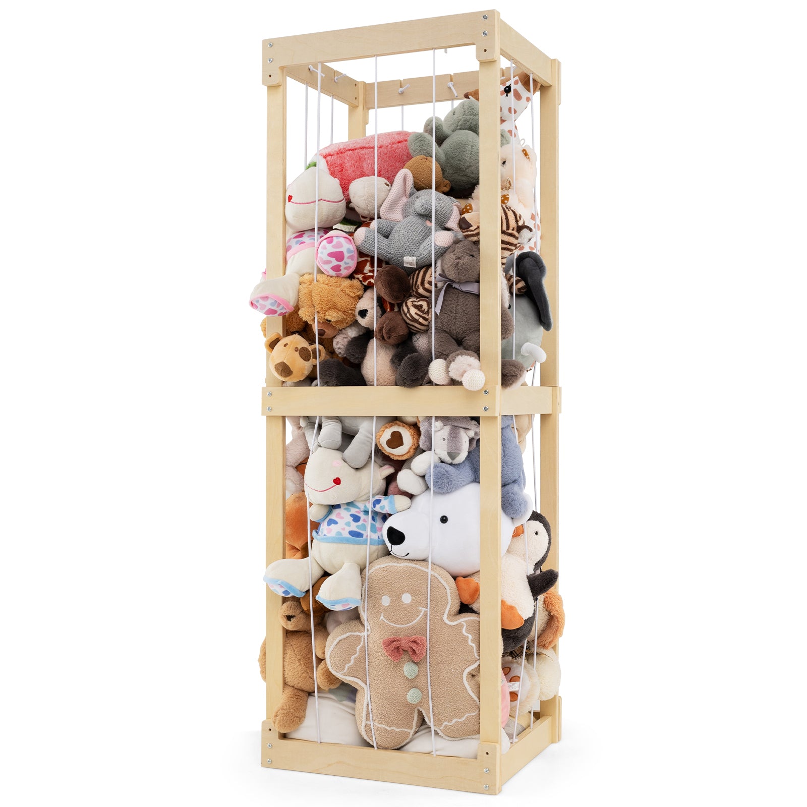 300L Large Stuffed Animal Storage with Open Top and Elastic Cords, Natural Kids Storage Natural  at Gallery Canada