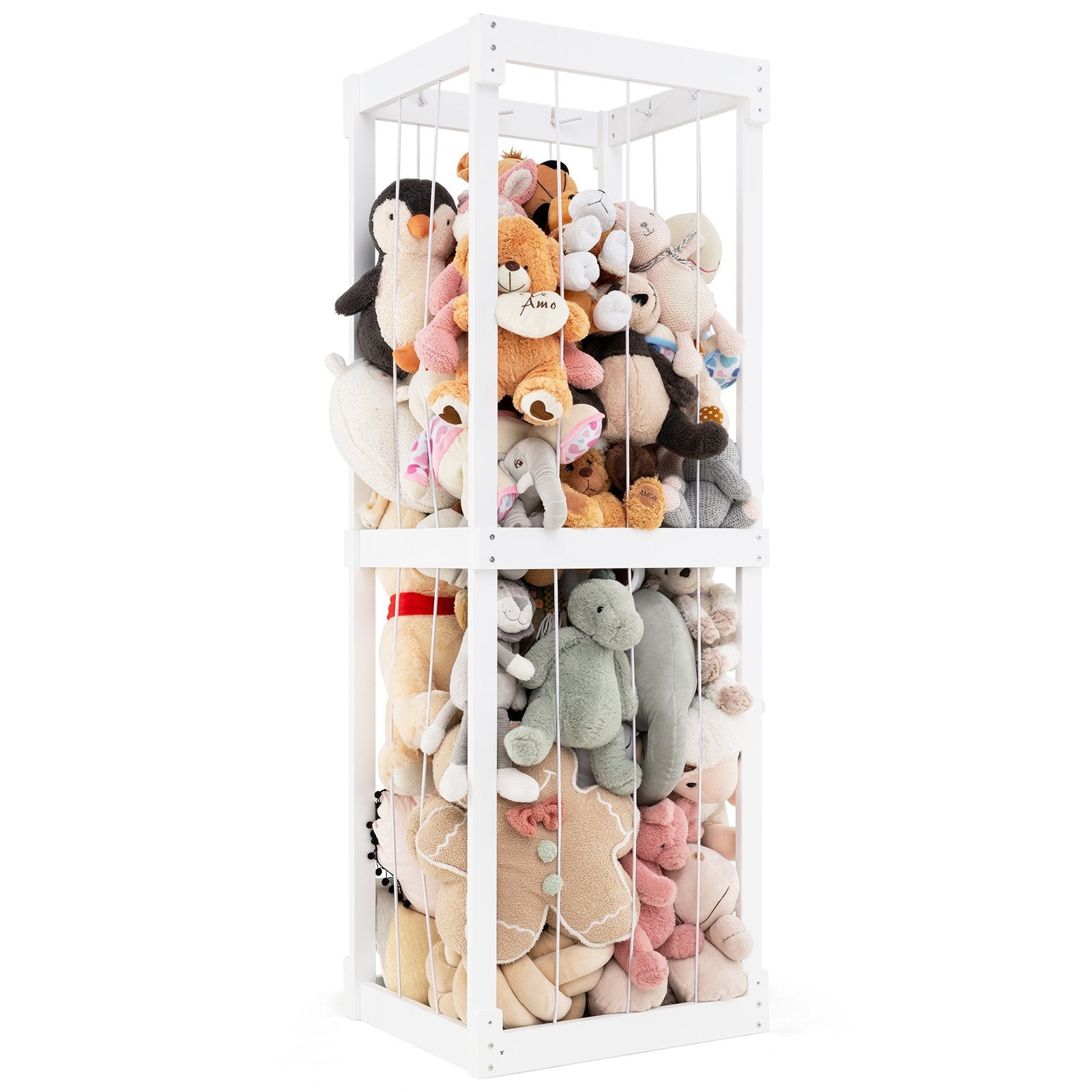 300L Large Stuffed Animal Storage with Open Top and Elastic Cords, White Kids Storage   at Gallery Canada