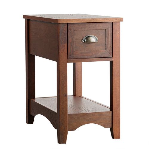 Contemporary Chair Side End Table Compact Table with Drawer Nightstand, Natural