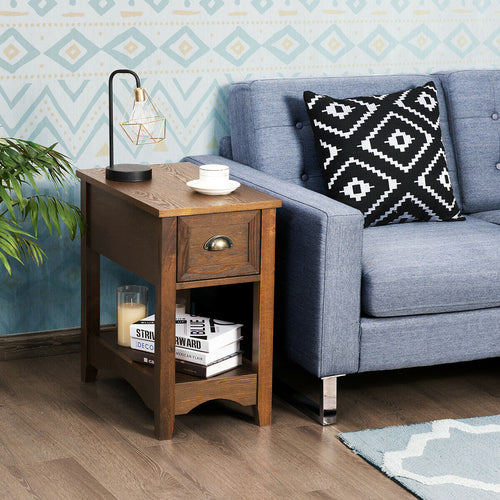 Contemporary Chair Side End Table Compact Table with Drawer Nightstand, Yellow