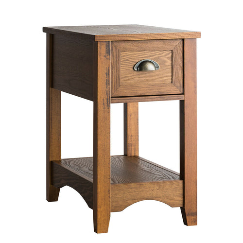 Contemporary Chair Side End Table Compact Table with Drawer Nightstand, Yellow