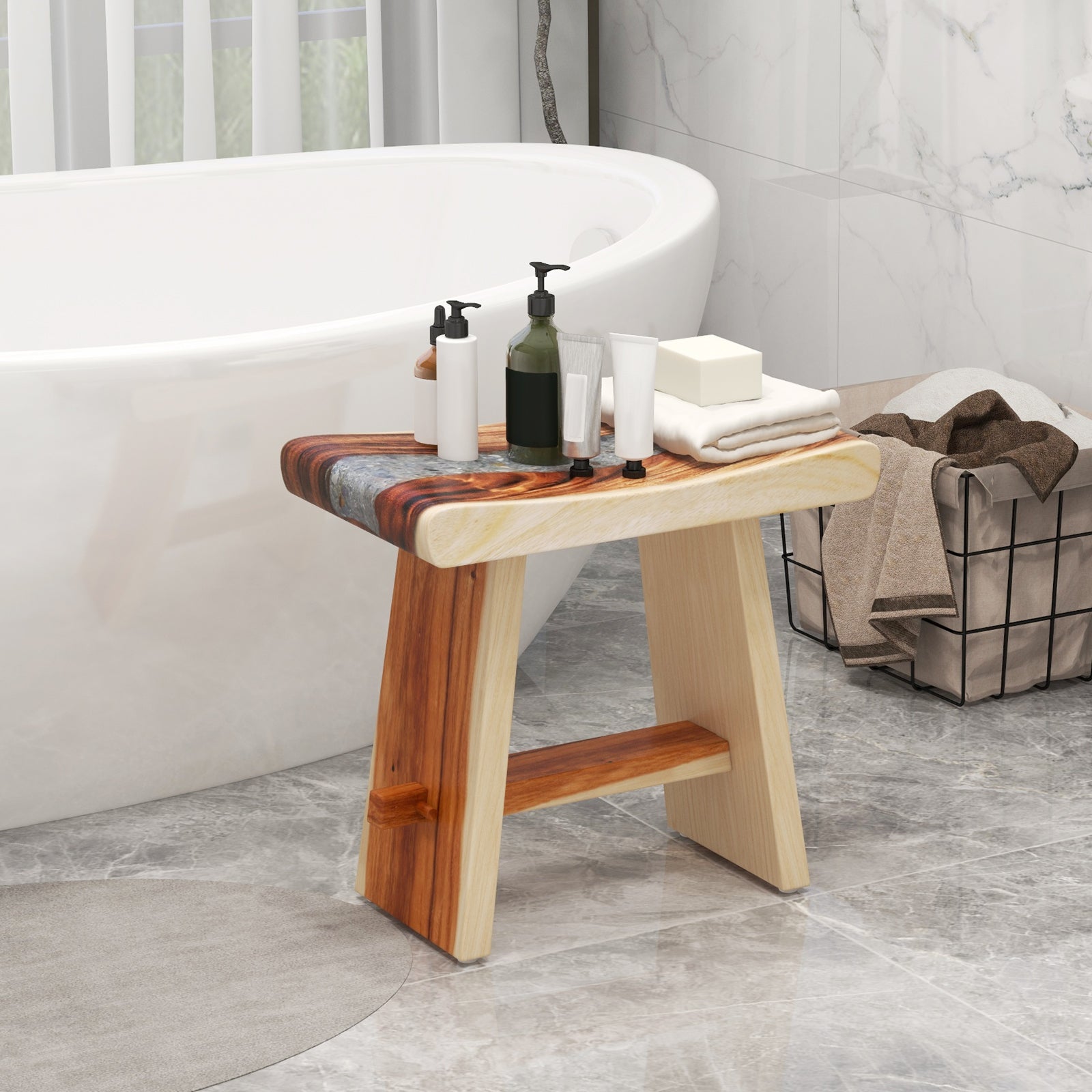 Fully Assembled Shower Stool with Epoxy Finish and Curved Seat Bath Safety at Gallery Canada
