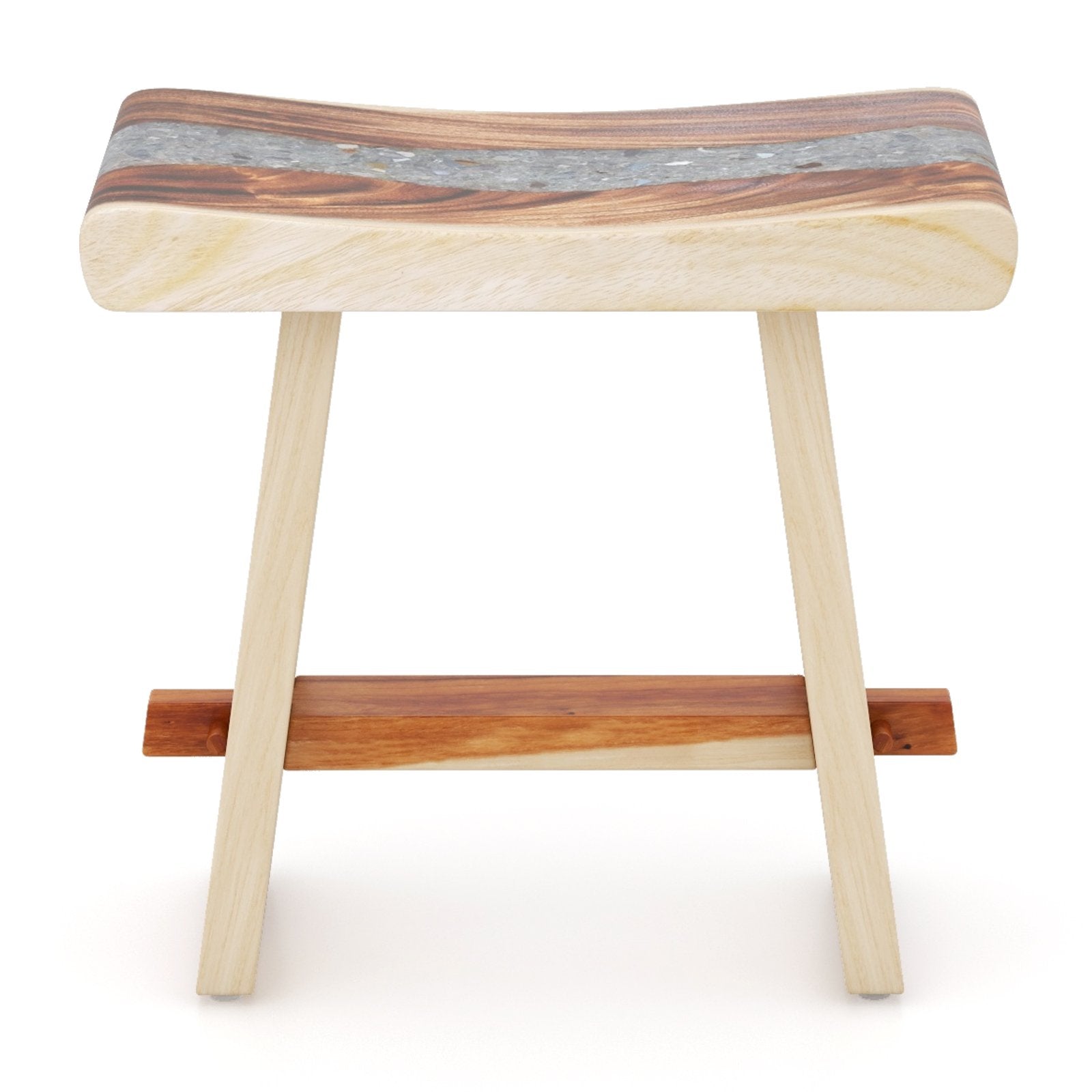 Fully Assembled Shower Stool with Epoxy Finish and Curved Seat Bath Safety Teak at Gallery Canada