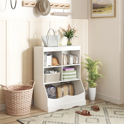 3-Tier Children's Multi-Functional Bookcase Toy Storage Bin Floor Cabinet, White