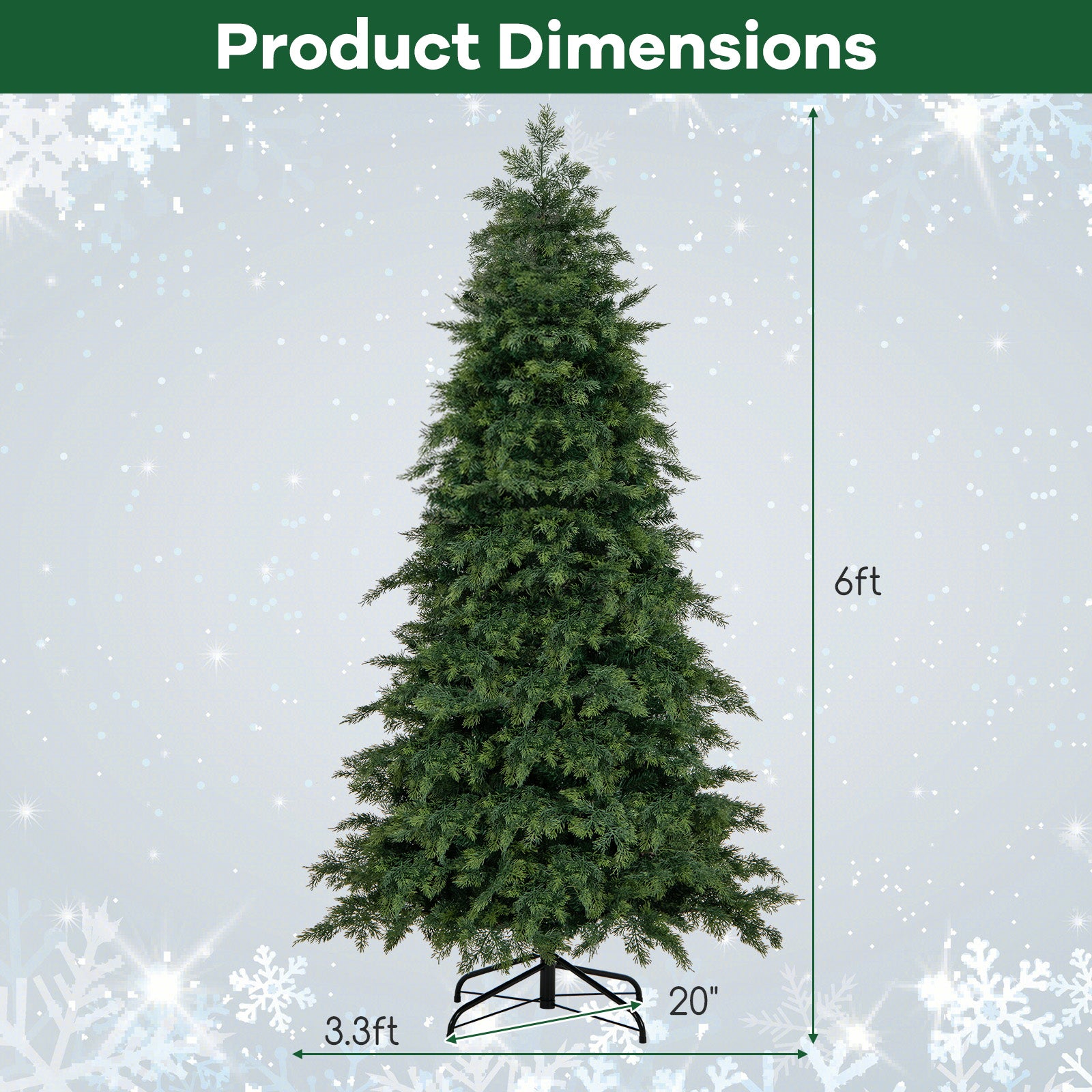 6/7.5 Feet Pre-Lit Artificial Christmas Tree with 11 Modes and Metal Stand-6 ft, Green Christmas Tree at Gallery Canada
