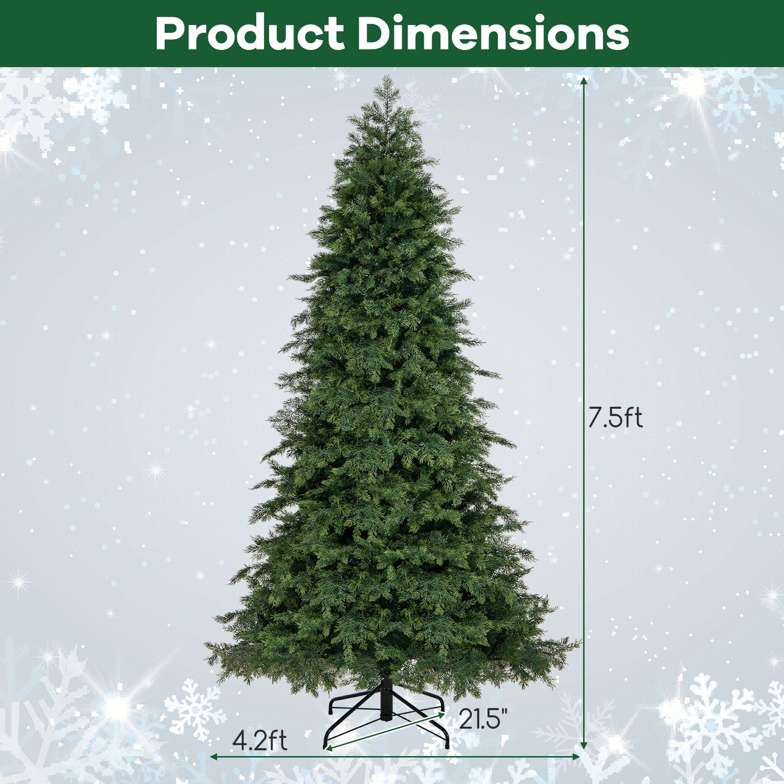 6/7.5 Feet Pre-Lit Artificial Christmas Tree with 11 Modes and Metal Stand-7.5ft, Green Christmas Tree at Gallery Canada