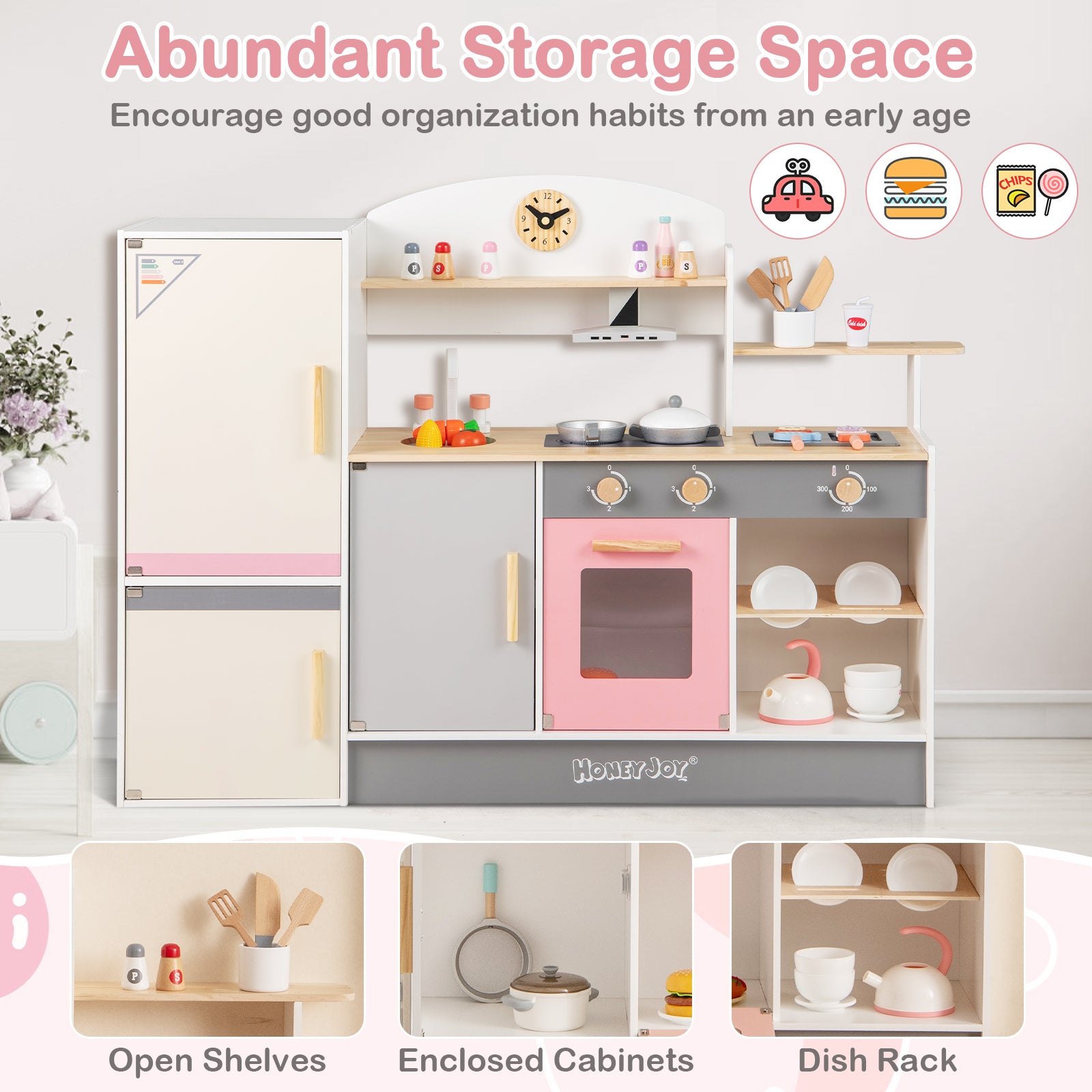 Kids Play Kitchen Set with Realistic Range Hood and Refrigerator Play Kitchen Sets at Gallery Canada