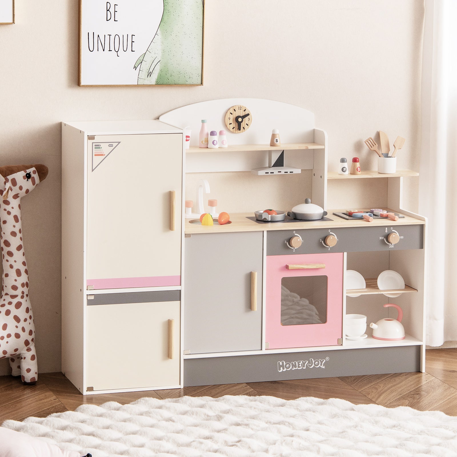 Kids Play Kitchen Set with Realistic Range Hood and Refrigerator Play Kitchen Sets at Gallery Canada