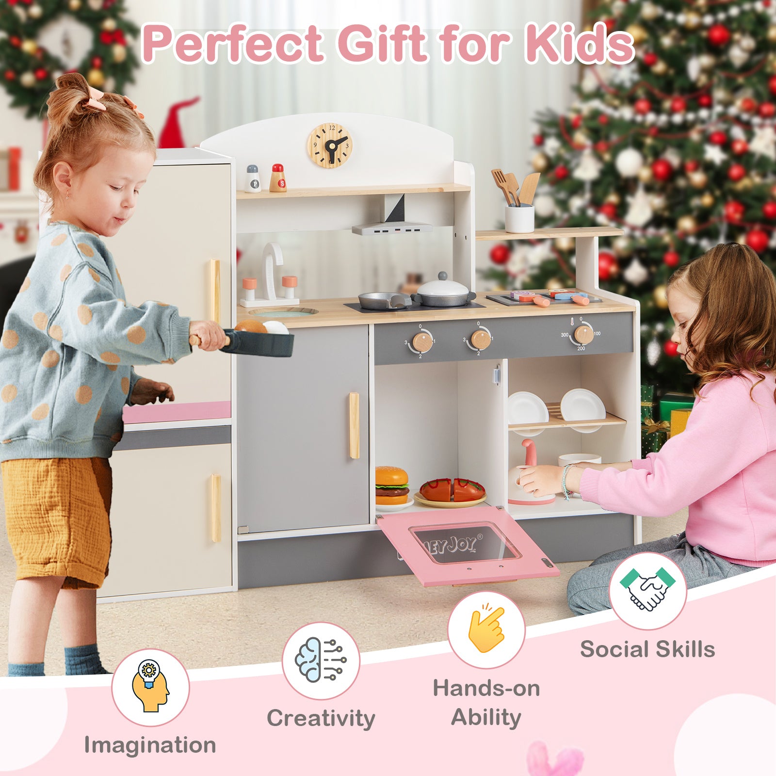 Kids Play Kitchen Set with Realistic Range Hood and Refrigerator Play Kitchen Sets at Gallery Canada