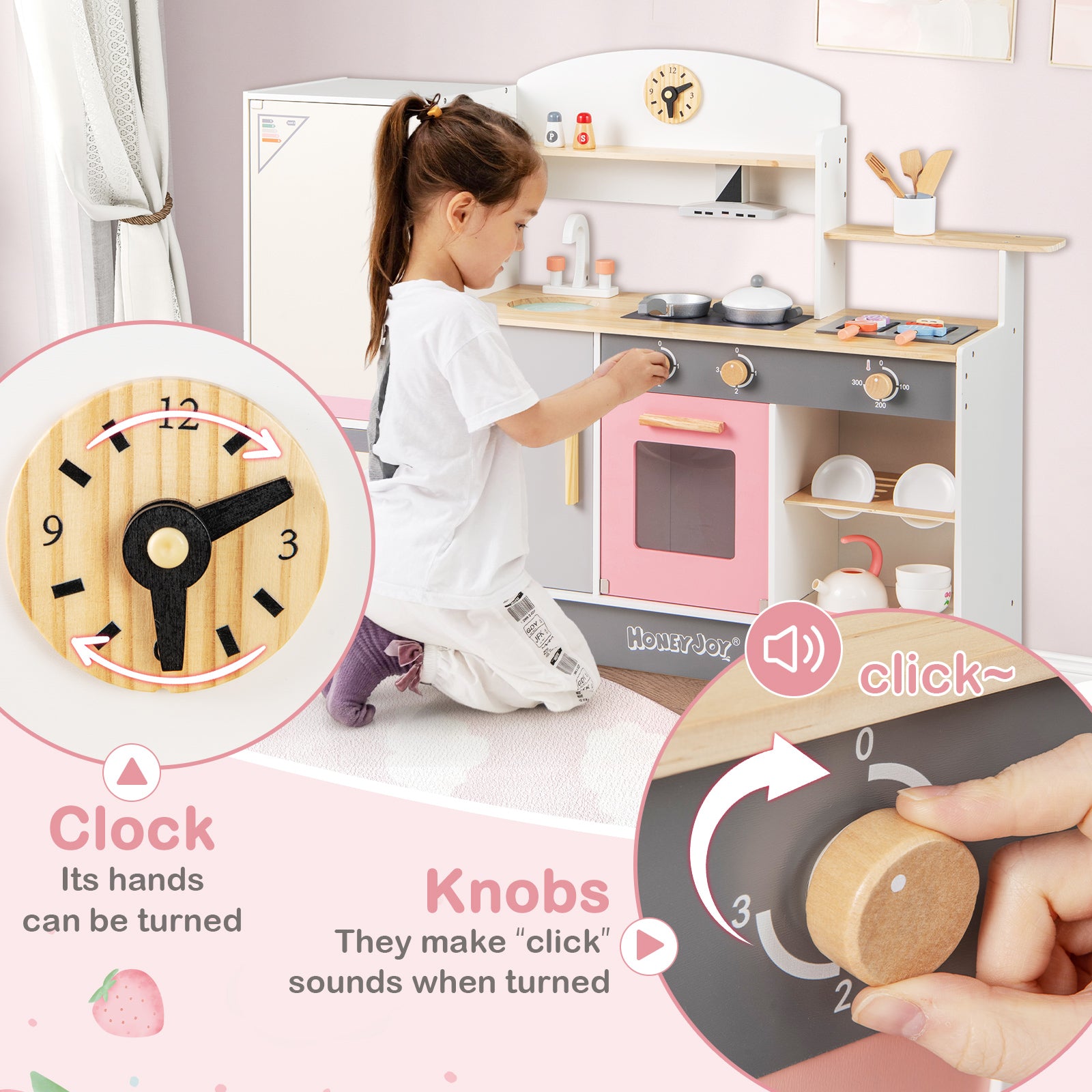 Kids Play Kitchen Set with Realistic Range Hood and Refrigerator Play Kitchen Sets at Gallery Canada