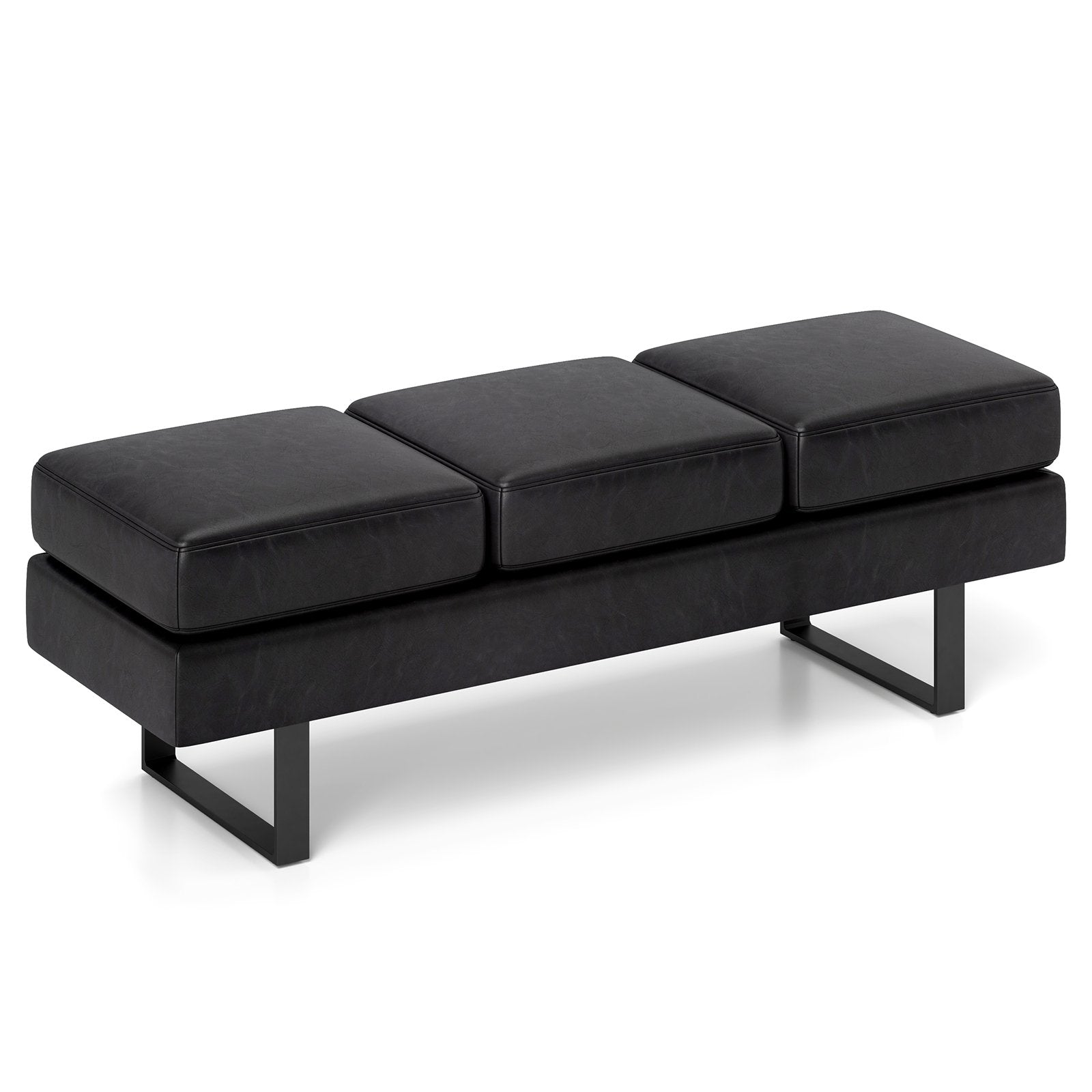 Waiting Room Bench Seating Long Bench with Metal Frame Leg, Black Shoe Racks & Storage Benches Black at Gallery Canada